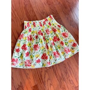 DressBarn Women's Sz 14 Floral Lined Skirt Yellow Red Cottage Core Romantic‎